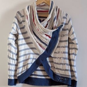 striped Desigual white and blue cardigan M